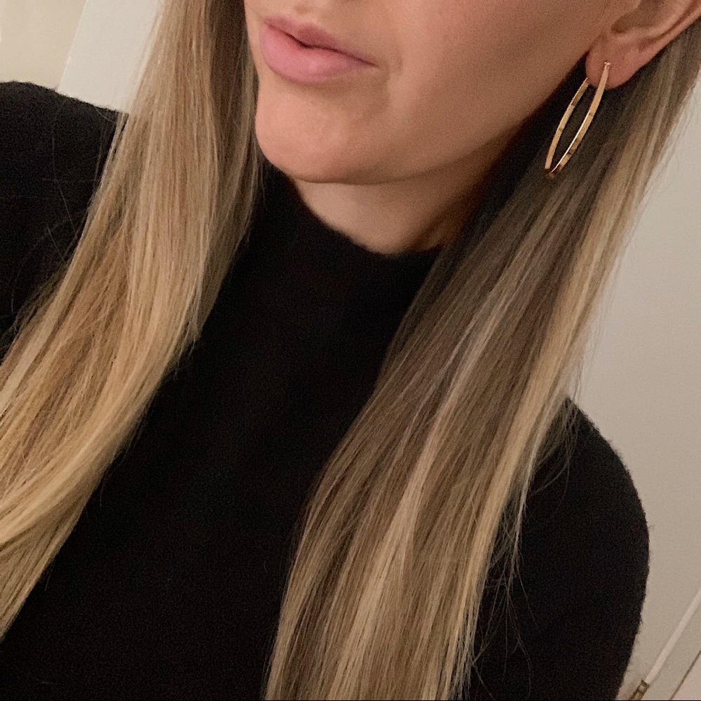 Flat Oval Hoops | 18k Gold Filled - Picture 2 of 7